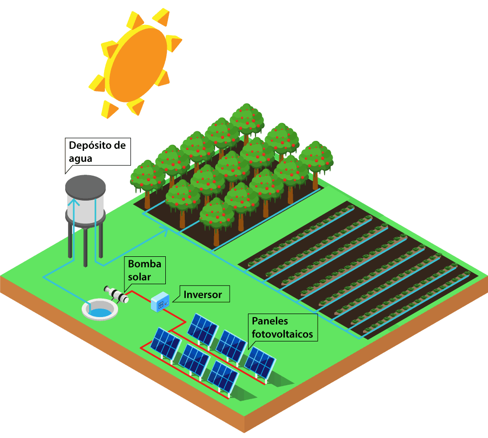 Bombeo solar para riego agrícola con paneles fotovoltaicos